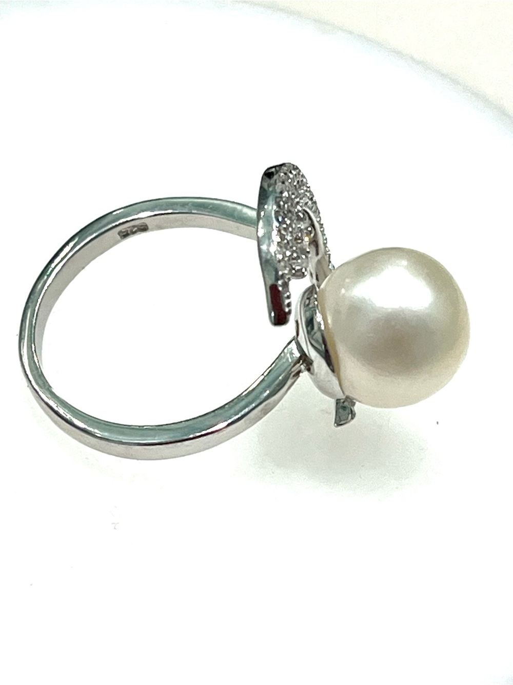 Genuine Pearl Crescent Moon 14KGP Ring - Picture 2 of 4